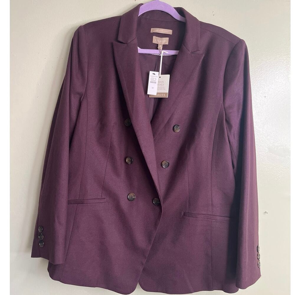 Talbots Luxe Italian Stretch Flannel Wool Blazer Fully Lined Size 18 J03069, NWT - Picture 2 of 14